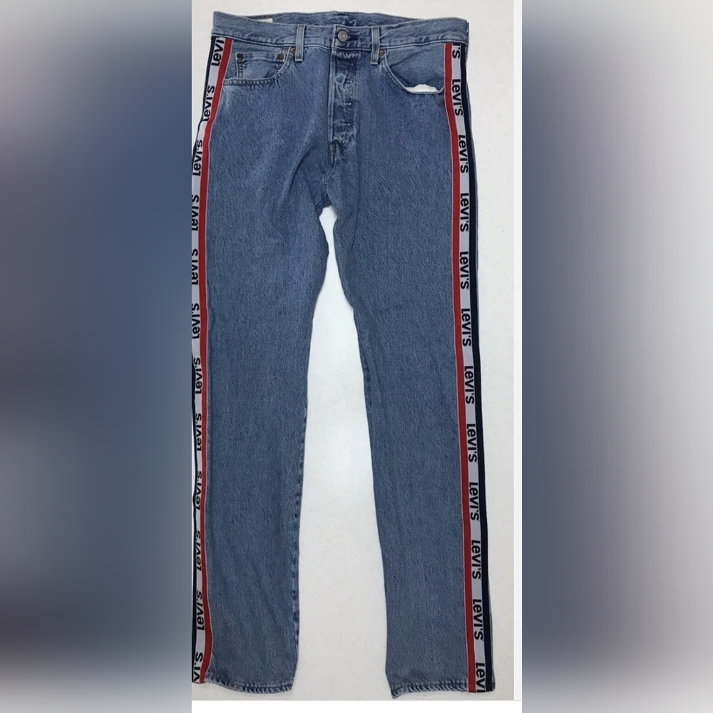 Levi's Blue Jeans with Red and Black Side Stripes